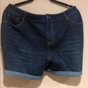 Lane Bryant Dark Wash Folded Bottom Jean Shorts